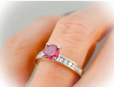 1.2ct Round Cut Pink Sapphire Channel Set Ring 14k White Gold Over Round Accents