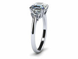 1.3ct Asscher Cut VVS1 Diamond Three Stone Engagement Ring 14k White Gold Finish