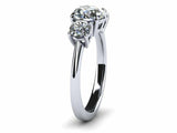 1.5ct Round Cut Diamond Three Stone Style Engagement Ring 14k White Gold Finish