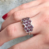 2.6ct Engagement Ring Round Purple Amethyst Floral Cluster 14k White Gold Finish