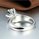 2Ct Round Cut Diamond Collared Solitaire Engagement Ring 14K White Gold Finish