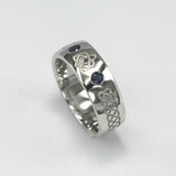 0.2ct Round Cut Blue Sapphire Wedding Band Celtic Design 14k White Gold Finish