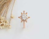 1.2ct Round Cut Diamond Engagement Ring Solitaire Snowflake 14k Rose Gold Finish