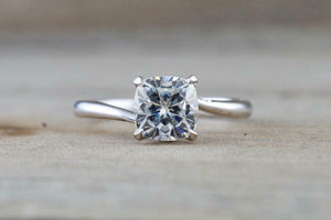 1ct Cushion Cut Diamond Engagement Ring 14k White Gold Finish Solitaire Women