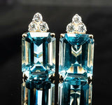 2ct Emerald Blue Aquamarine Elegant Diamond Stud Earrings 14k White Gold Finish