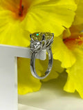 1.5ct Asscher Cut Yellow Sapphire 3 Stone Engagement Ring 14k White Gold Finish