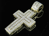 0.45ct Round Cut VVS1D Diamond Pendant Layered Cross Charm 14k YellowGold Finish