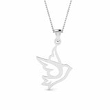 Flying Bird Pendant Freedom Independent Women Gift 14k WhiteGold Finish NO CHAIN