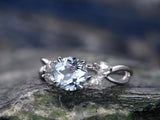 1.9Ct Round Cut Blue Aquamarine Solitaire Engagement Ring 14K White Gold Finish