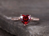 1ct Heart Cut Red Garnet Solitaire Wedding Engagement Ring 14k Rose Gold Finish