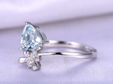 1.2ct Trillion Blue Aquamarine Dragonfly Gift Engagement Ring 14k WhiteGold Over