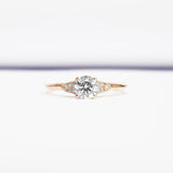 Minimalist Petite Engagement Ring 0.55ct Round Cut Diamond 14k Rose Gold Finish