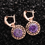 1.5Ct Round Cut Purple Amethyst Circular Party Drop Earrings 14K Rose Gold Over