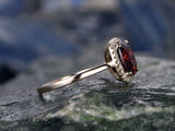 1.8Ct Cushion Cut Red Garnet Halo Solitaire Engagement Ring 14K Rose Gold Finish