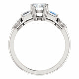 1ct Round Cut Diamond Solitaire Accent Engagement Ring 14k White Gold Finish