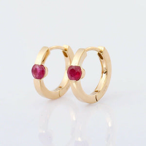 1ct Hoop Earrings Round Cut Pink Ruby Solitaire 14k Yellow Gold Finish