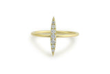 Vertical Bar Women Engagement Ring 1.2ct Round Cut Diamond 14k YellowGold Finish