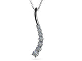 1.4ct Diamond Round Cut Brilliant Journey Pendant with Chain 14k White Gold Over