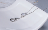 1ct Round Cut Diamond Pendant with Chain Infinity Design 14k White Gold Finish