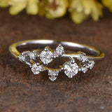 1.5ct Round Cut Diamond Engagement Ring Floral Cluster Open 14k WhiteGold Finish