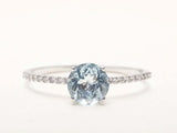 1.5ct Round Cut Blue Aquamarine Solitaire with Accents Ring 14k WhiteGold Finish