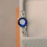 1ct Round Cut Blue Sapphire Engagement Ring Twisted Infinity 14k White Gold Over