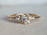 1ct Round Cut Diamond Cluster Minimalist Engagement Ring 14k Yellow Gold Finish