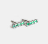 1.2ct Round Cut Green Emerald Bar Stud Earrings 14k White Gold Finish