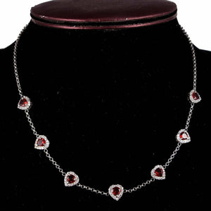 2.4ct Red Garnet Pendant with Chain Pear Cut Partywear 14k White Gold Finish