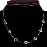 2.4ct Red Garnet Pendant with Chain Pear Cut Partywear 14k White Gold Finish