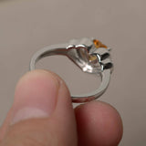 2ct Heart Yellow Citrine Double Heart Shape Engagement Ring 14k WhiteGold Finish