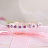 1.2ct Round Cut Pink Sapphire Half Eternity Wedding Band 14k White Gold Finish