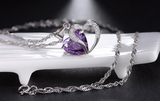 1ct Heart Cut Purple Amethyst Pendant Heart Shape 14k White Gold Finish NO CHAIN