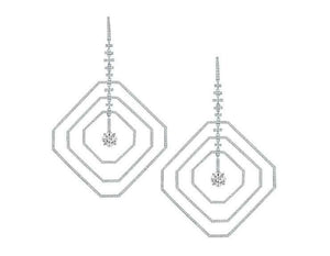 5Ct Asscher Cut Diamond Octagonal Cocktail Drop Earrings 14K White Gold Finish