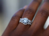 Flower Infinity Engagement Ring 1.9ct Round Cut Diamond 14k White Gold Finish