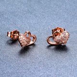 0.5ct Round Cut Diamond Heart Shape Love Design Stud Earrings 14k Rose Gold Over