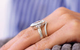 Vintage Art Deco Bridal Set Wedding Ring 3ct Oval Diamond 14k White Gold Finish