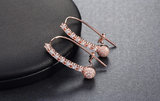 1.3ct Round Cut VVS1 Diamond Double Halo Women Drop Earrings 14k RoseGold Finish