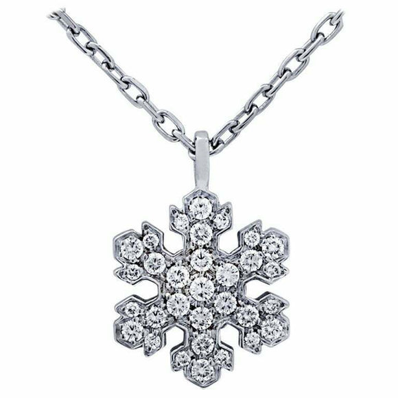 2.1ct Round Cut Diamond Pendant Snowflake Design 14k White Gold Finish NO CHAIN