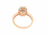 3Ct Emerald Cut Peach Morganite Diamond Halo Engagement Ring 18K Rose Gold Over