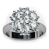 1ct Round Cut VVS1 Diamond Flower Cluster Engagement Ring 14k White Gold Finish