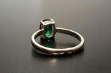 1.2ct Engagement Ring Oval Cut Green Emerald Solitaire 14k White Gold Finish