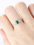 2ct Green Emerald Cut Engagement Ring Solitaire with Accents 14k White Gold Over