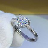 1.5ct Heart Cut Diamond Solitaire Ring 14k White Gold Finish with Round Accents