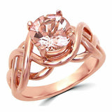 1Ct Round Cut Peach Morganite Infinity Band Solitaire Ring 14K Rose Gold Finish