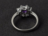 2.3ct Round Cut Purple Amethyst Engagement Ring 14k WhiteGold Finish Halo Floral