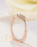 Open Cuff Fish Sea Engagement Ring 0.3ct Round Cut Diamond 14k Rose Gold Finish