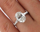 2Ct Oval Cut Diamond Trilogy Engagement Ring 14K White Gold Over Baguette Accent