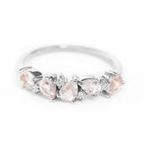 2ct Pear Cut Peach Morganite Wedding Band Stackable Cluster 14k Rose Gold Finish