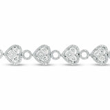 25Ct Princess Diamond Heart Valentine Gift Tennis Bracelet 14K White Gold Finish